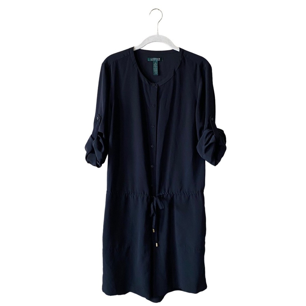 Lauren Ralph Lauren Women's Partial Button Tie Waist Long Sleeve Romper Size 12